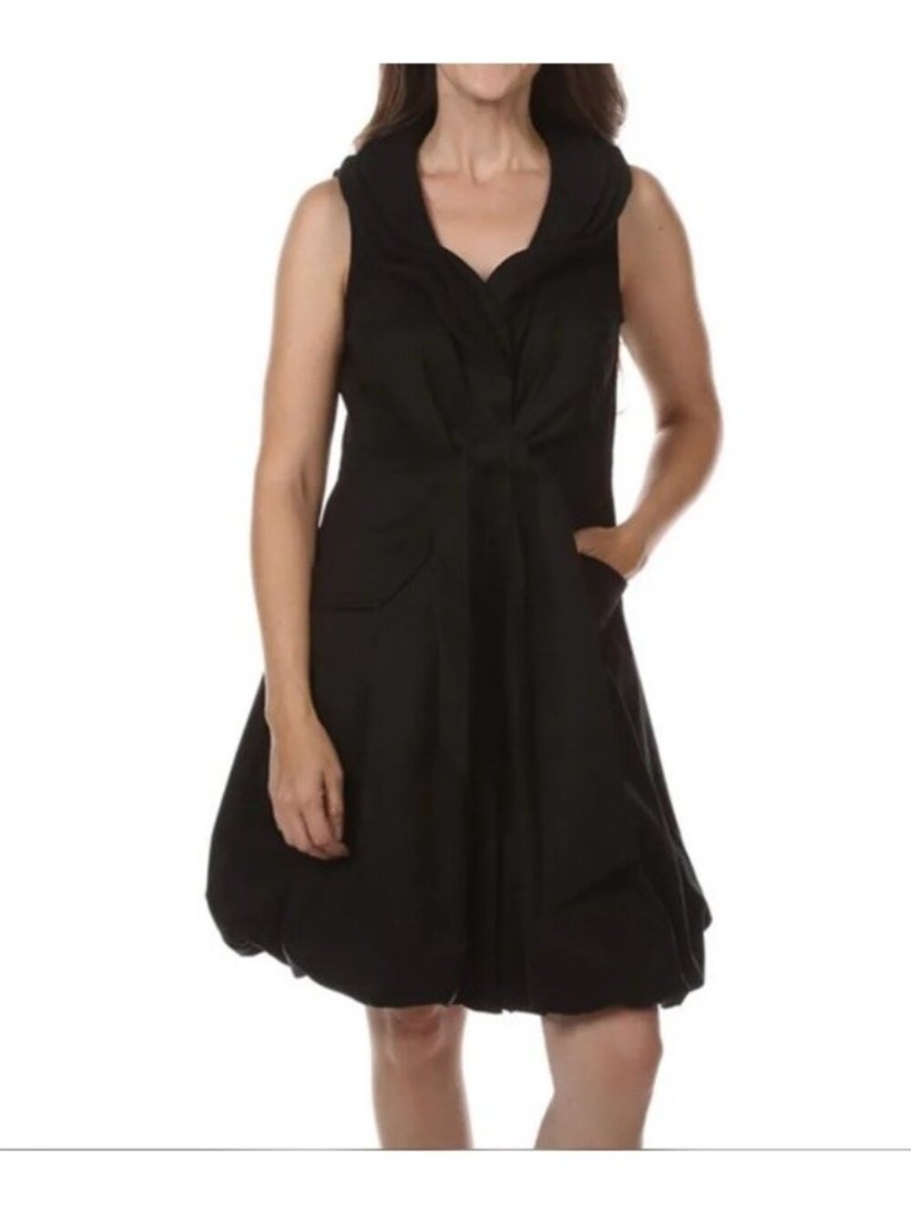 Samuel Dong Solid Shimmer Bubble Dress Black Sz M Sculptural Art to Wear Formal